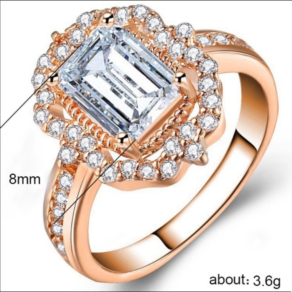 NEWπ18K Strawberry Rose Gold Diamond Halo Ring - Picture 6 of 6